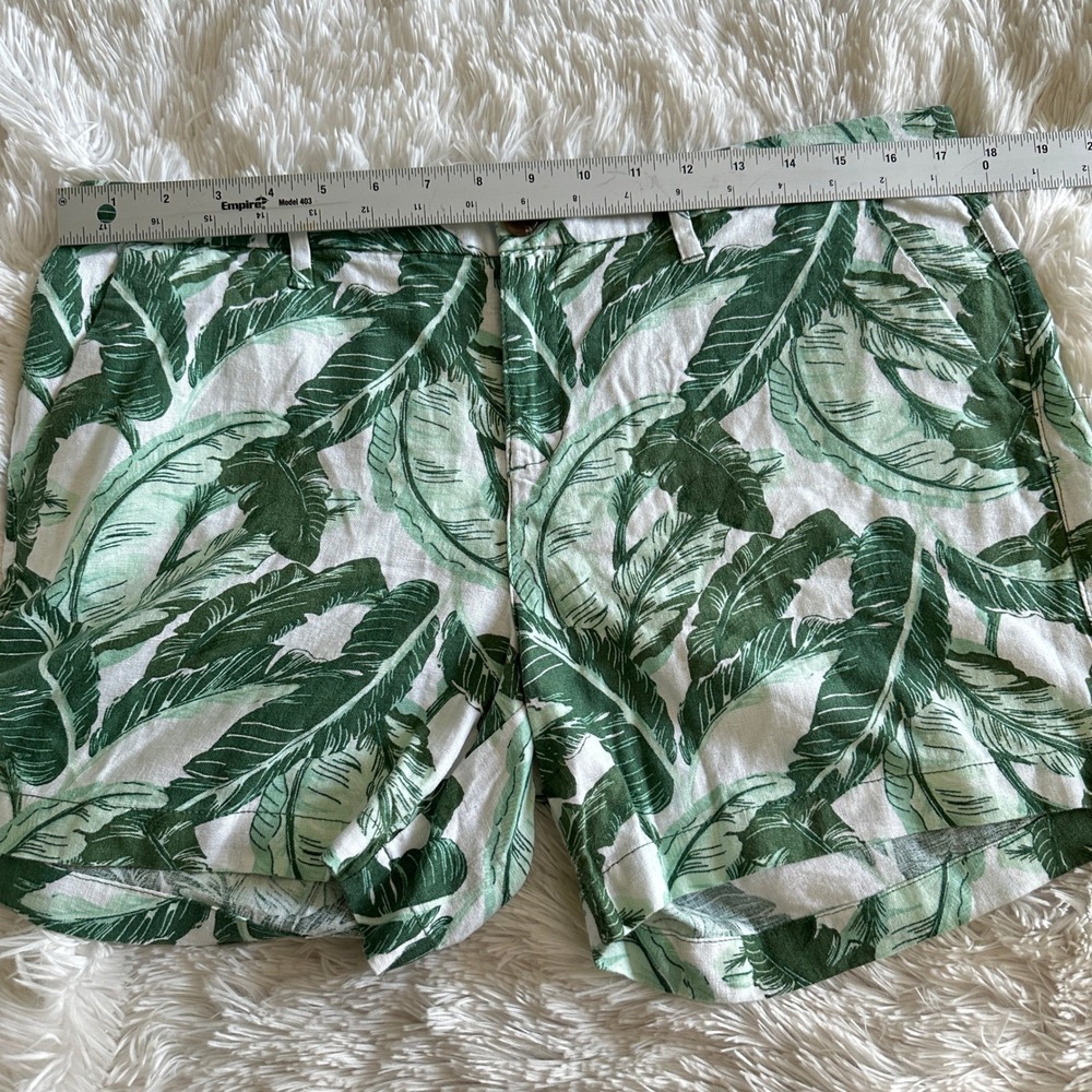 Old Navy Chino Shorts Palm Print Linen Blend Casual‎ Green/White Size 12 NWOT - Picture 9 of 11